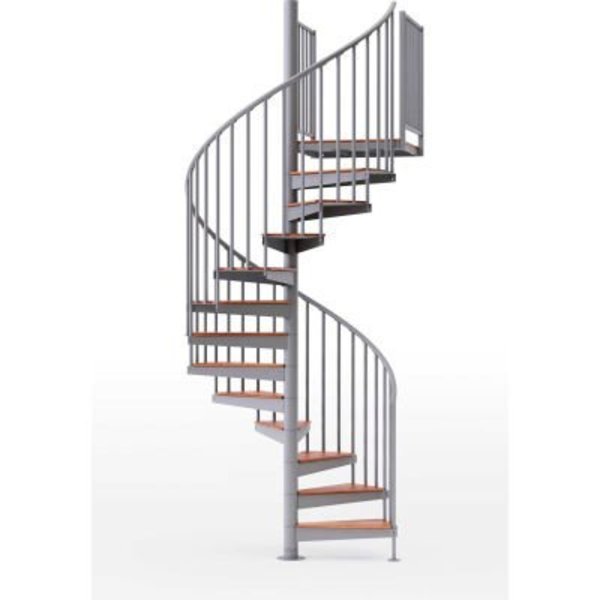 Ss Industries Holding Global Industrial„¢ Condor 42"H Platform 2 Rail Spiral Stair Kit, 60"Dia, 12-3/5'H, Gray EP60G10G104